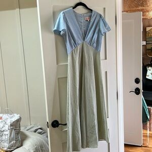 Lisa Says Gah gingham dress. Size small. Blue bodice and green skirt.